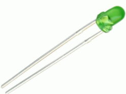 LED 3MM VERDE DIFUSO 40mcd/40° 570nm (10u)