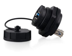 ADAPTADOR USB-A HEMBRA CHASIS IP67 CON TAPA